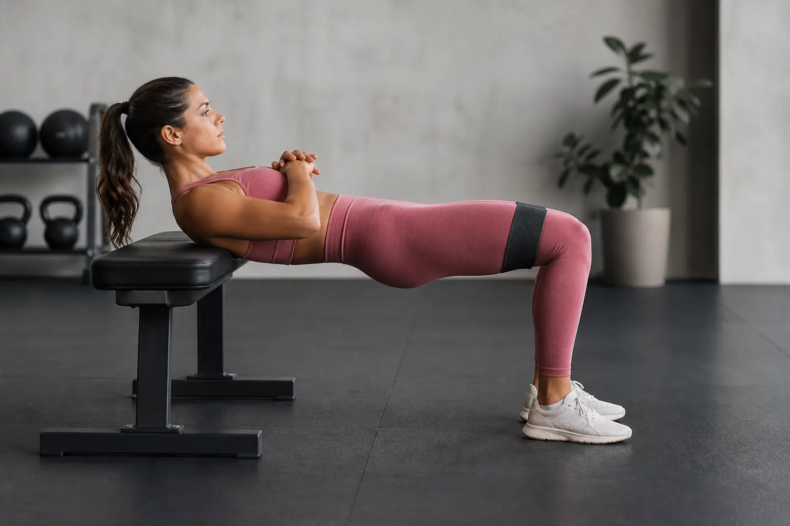 Athlete demonstrating a banded hip thrust
